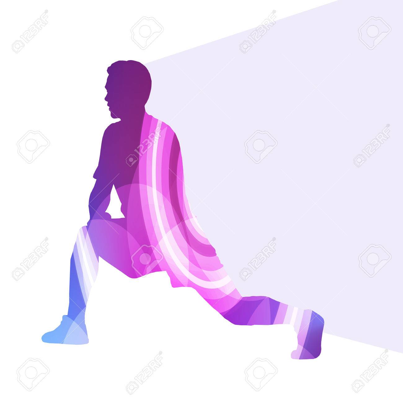 Man Athletic Stretching Exercise Warm Up Silhouette Vector Background Royalty Free Cliparts Vectors And Stock Illustration Image