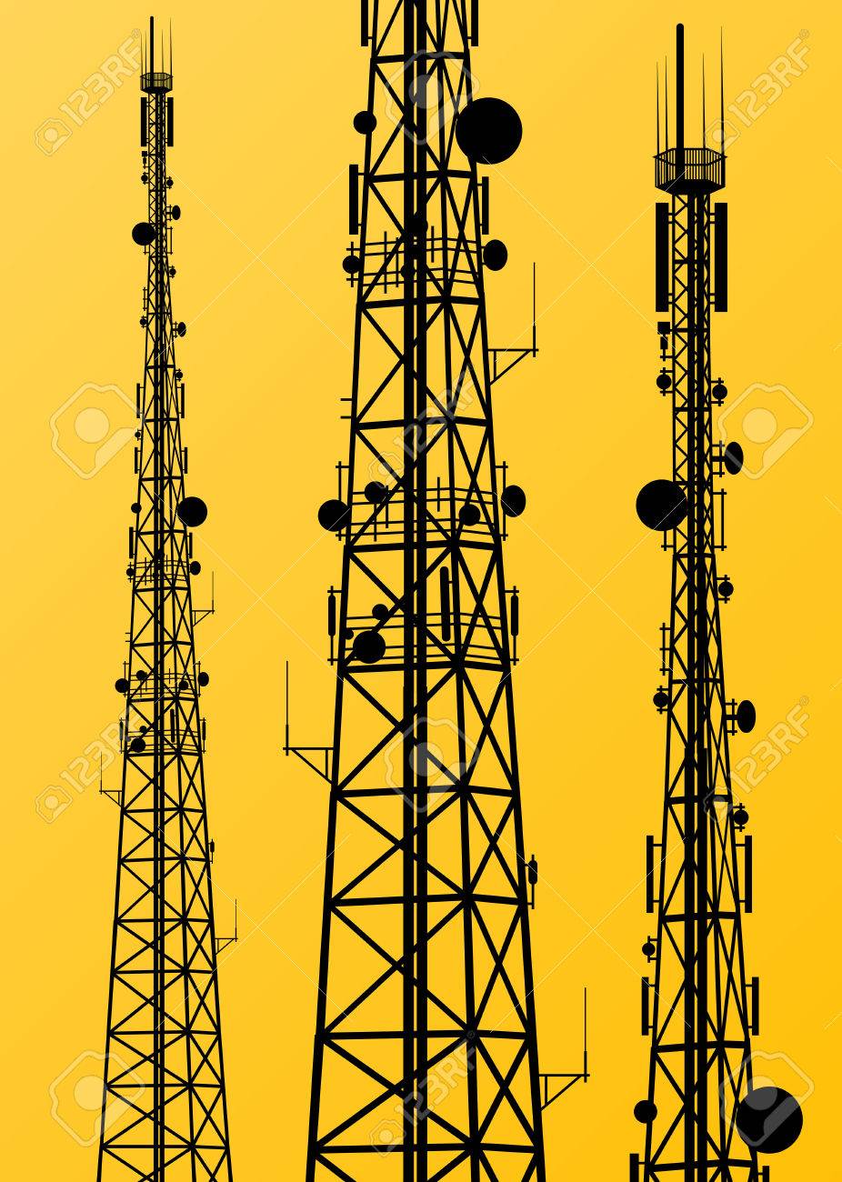 Communication transmission tower radio signal phone antenna vector - 56778729 Communication transmission tower radio signal phone antenna vector - 56778729