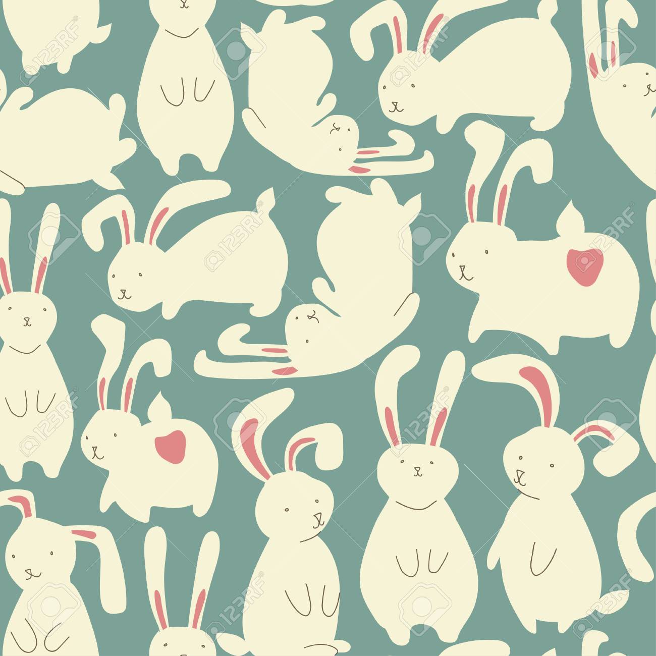 Padrao Sem Emenda Com Coelhos Brancos Bonitos Pode Ser Usado Para Papel De Parede Preenchimentos De Padrao Plano De Fundo De Pagina Da Web Texturas De Superficie Ilustraciones Vectoriales Clip Art Vectorizado