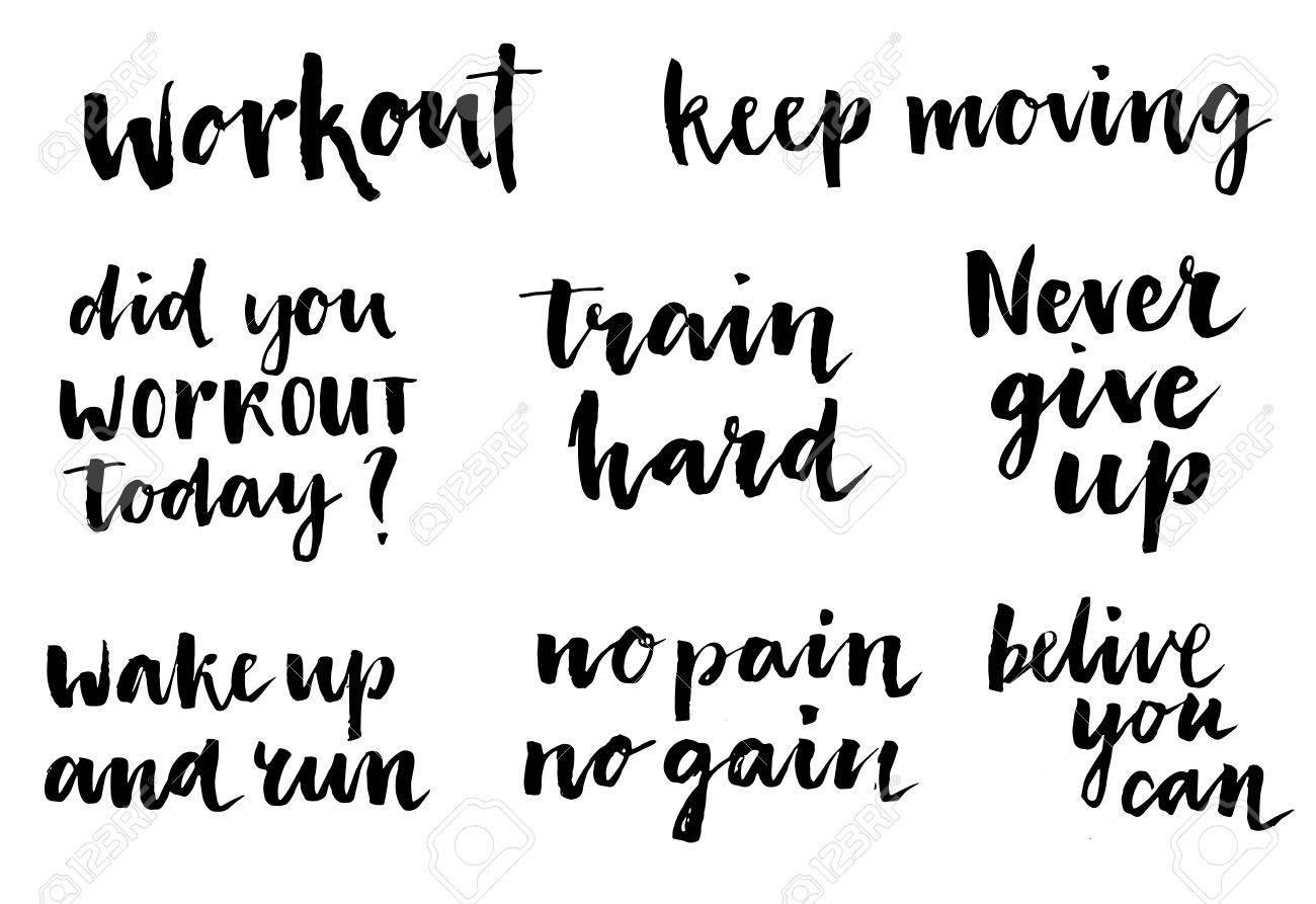 inspirational workout lettering set workout keep moving did