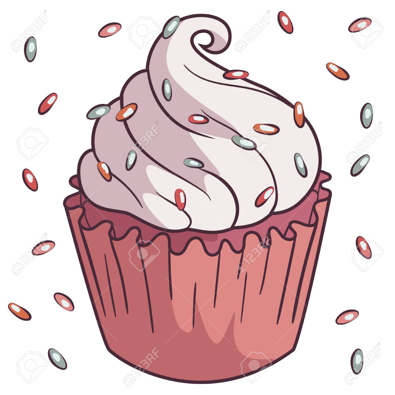 Illustration Of Fairy Cake Cupcake With White Butter Cream Stock Vector Illustration Of Fairy Cake Cupcake With White Butter Cream Stock Vector