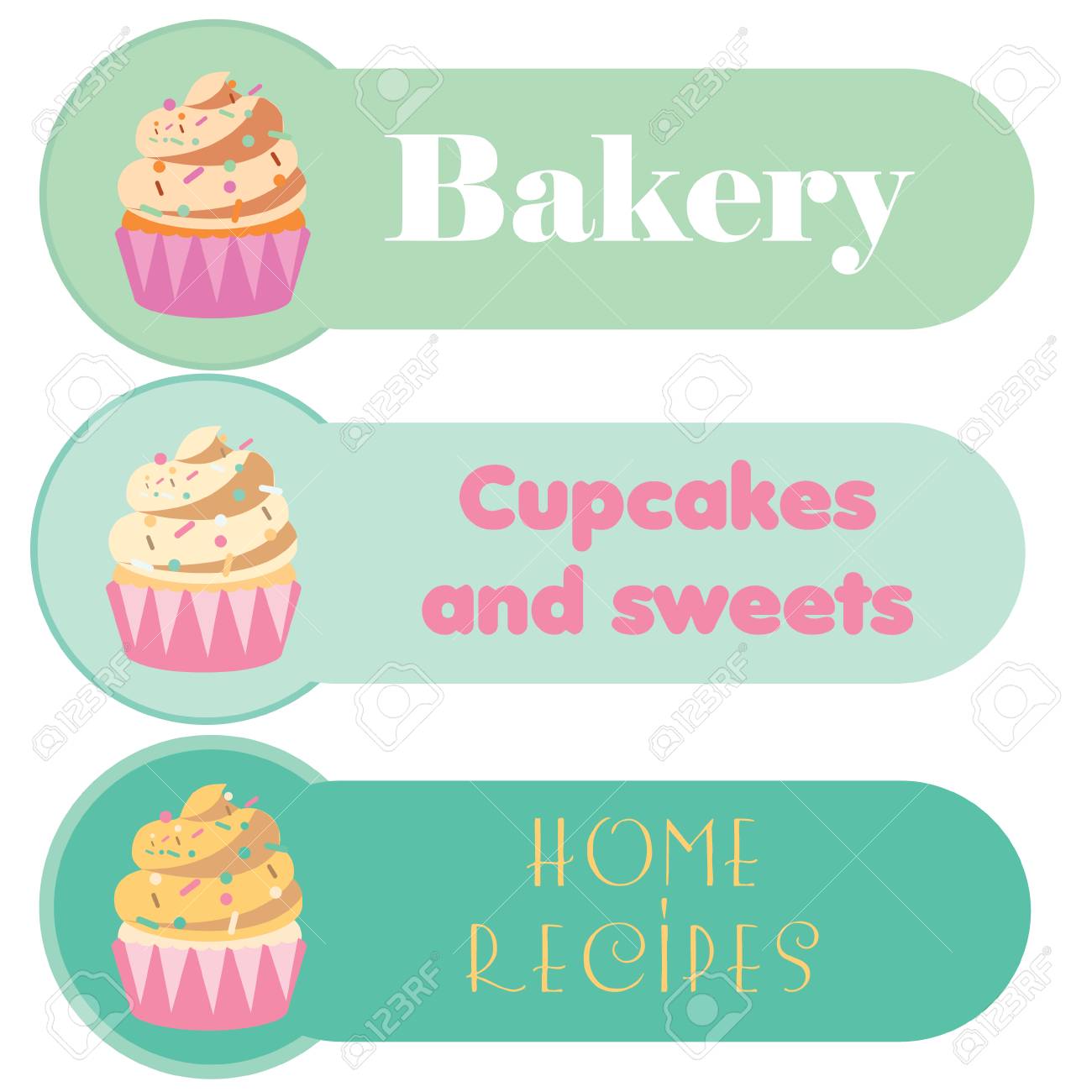 cupcake banners set for your business greeting cards menu buisness greeting cards