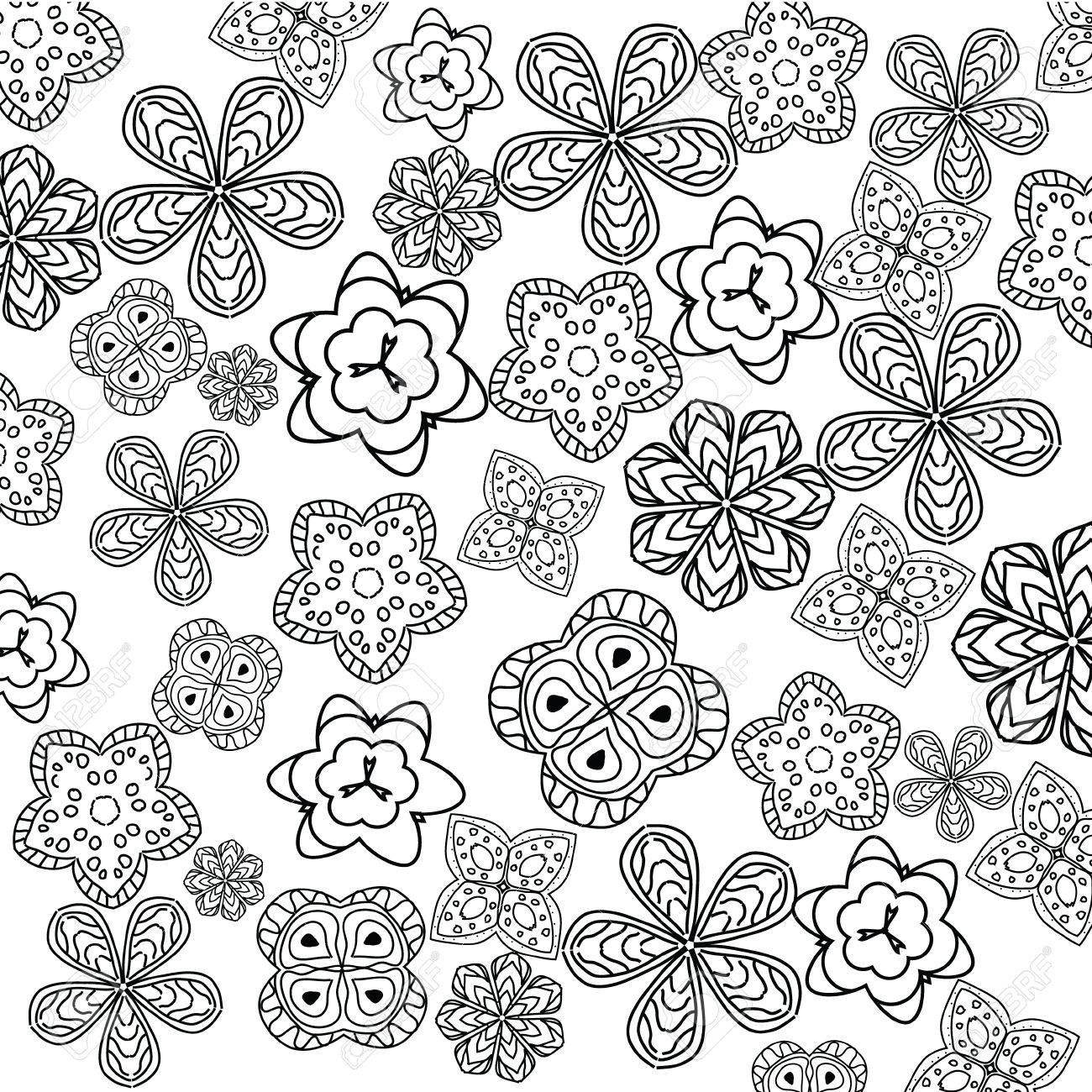 Relaxing Coloring Page With Flowers For Kids And Adult Art Therapy Meditation Book