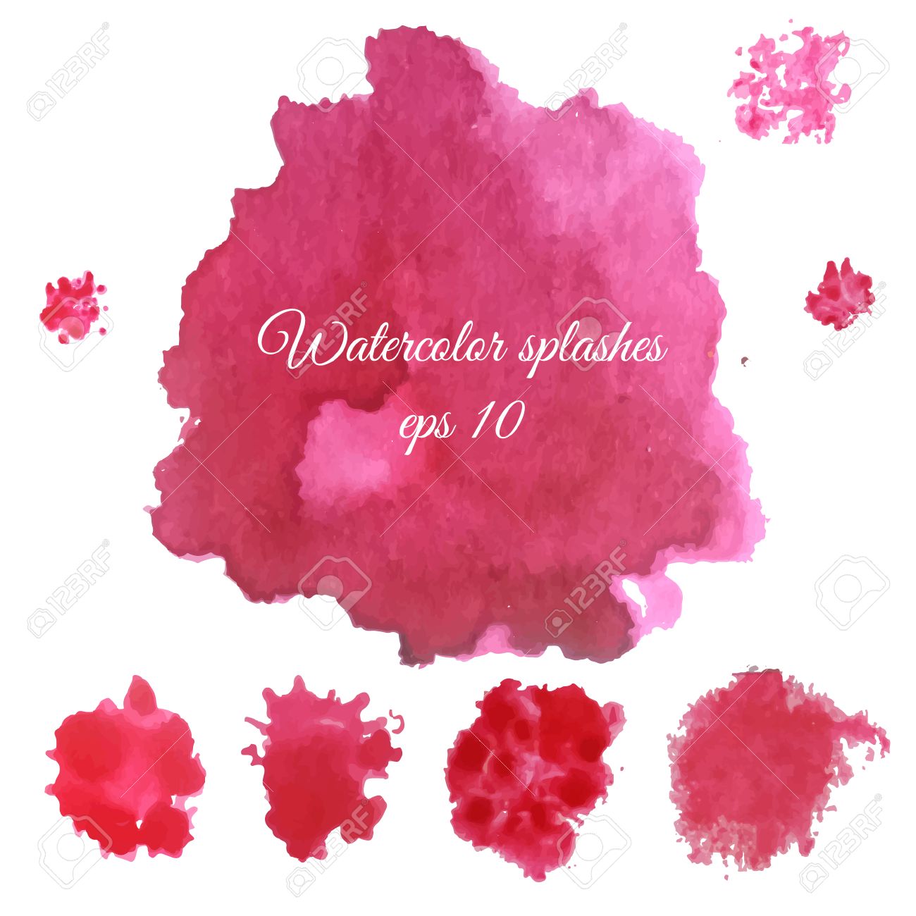 ベクトル水彩セットが跳ねます 紫色のワイン抽象的な Blob しみ設計要素は 白い背景で隔離のイラスト素材 ベクタ Image