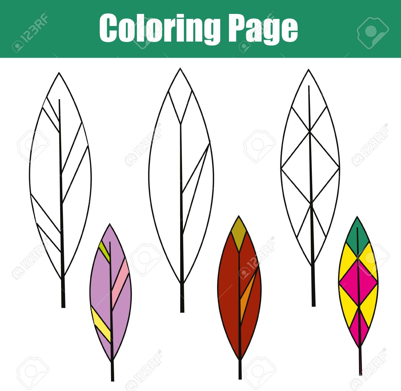 Dibujos Para Colorear Con Plumas De Ave. Juego Educativo Para Niños.  Actividad De Dibujo Infantil Ilustraciones Svg, Vectoriales, Clip Art  Vectorizado Libre De Derechos. Image 72686546.