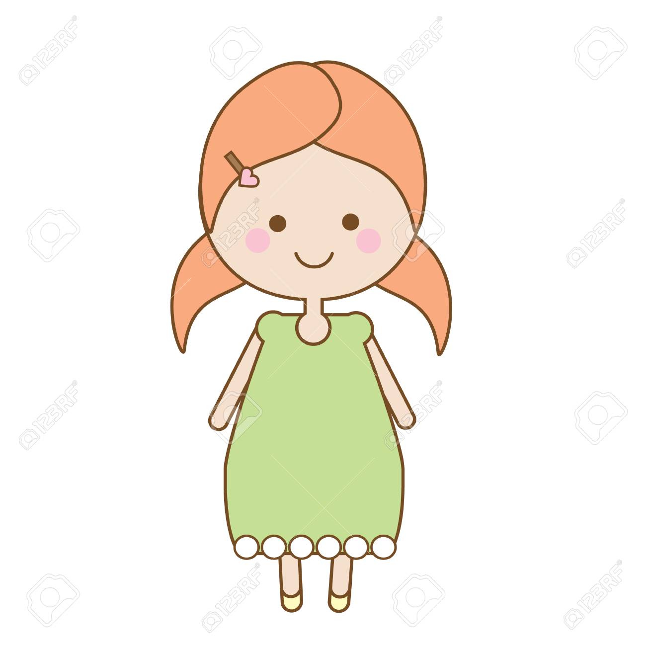 かわいい笑顔の女の子キャラクター 甘い漫画は少し夏ドレスを子供します ベクトル図のイラスト素材 ベクタ Image