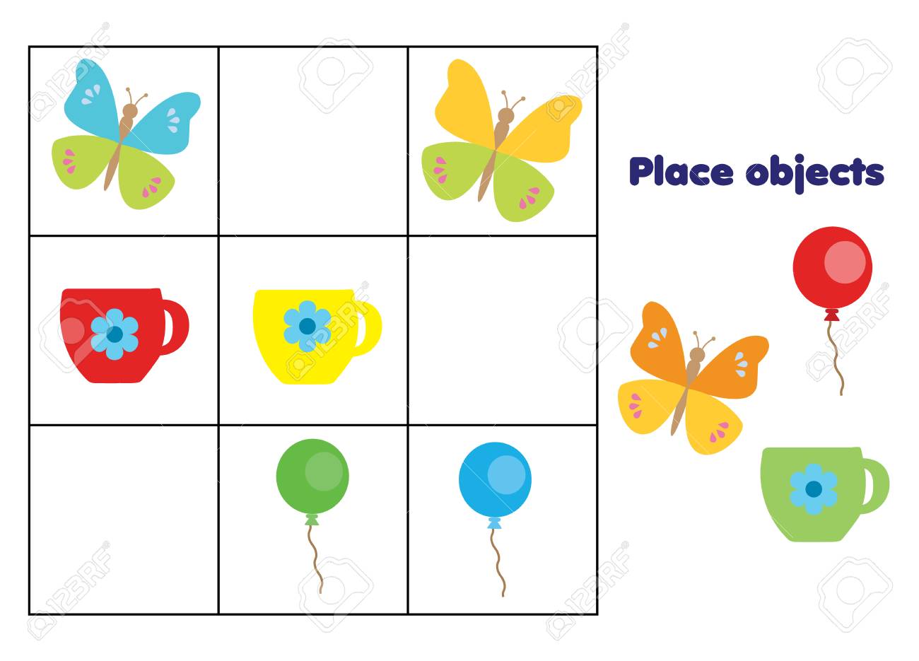 Place Objects On Right Places Educational Children Game Logic Royalty Free Cliparts Vectors And Stock Illustration Image 88074819