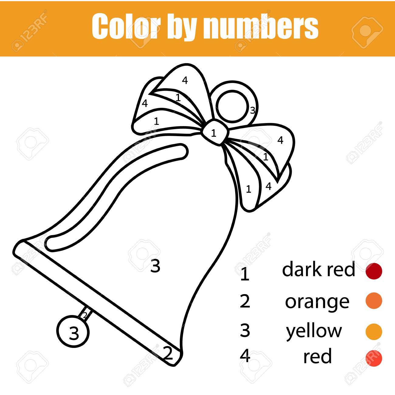 Jeu éducatif Pour Enfants Coloriage Avec La Cloche De No l Coloriage avec la cloche de No l Couleur par numéros
