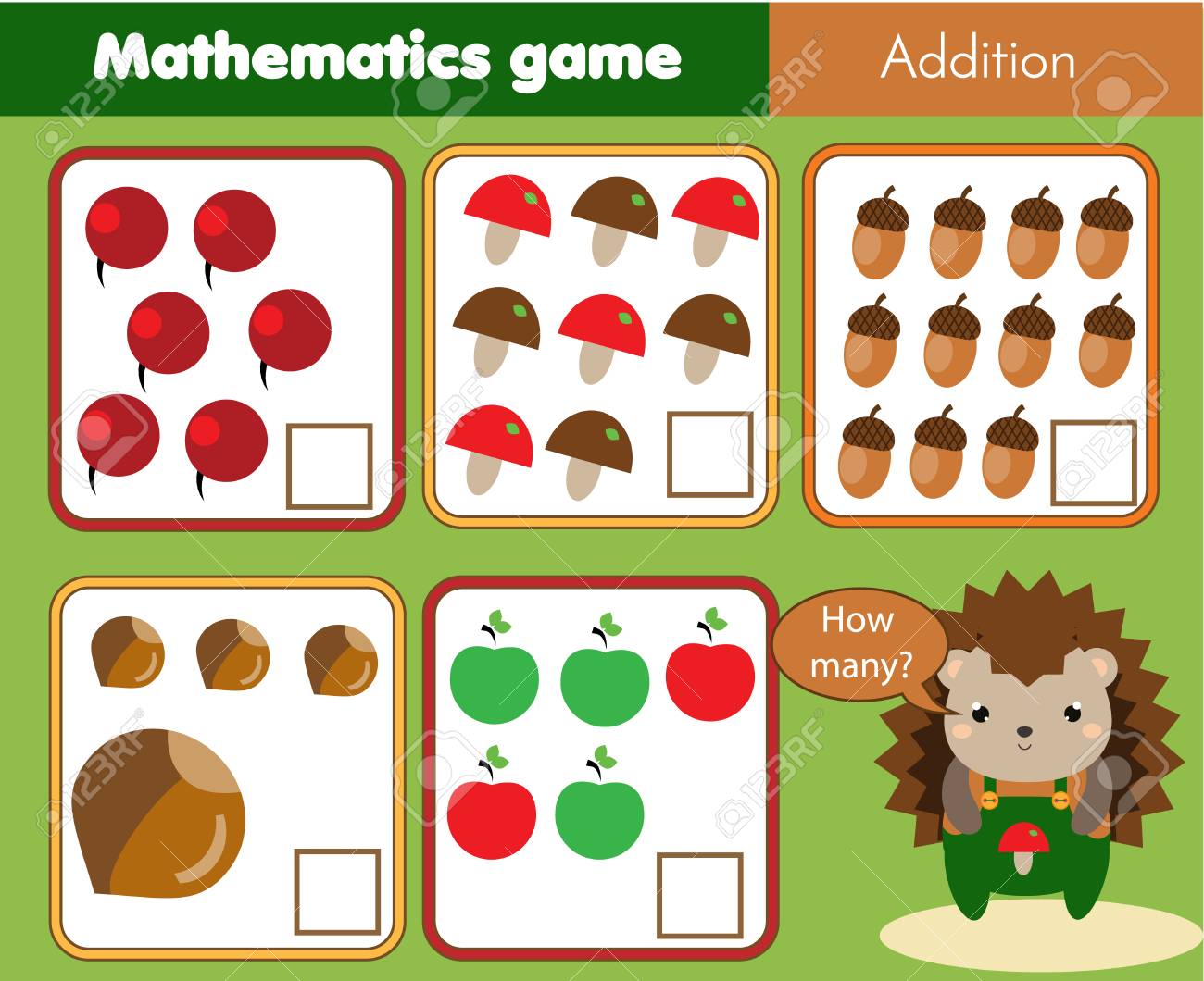 Jogo De Lógica Matemática. Tarefas De Atenção Para Crianças. Folha De  Atividades Para Crianças. Royalty Free SVG, Cliparts, Vetores, e  Ilustrações Stock. Image 182476170