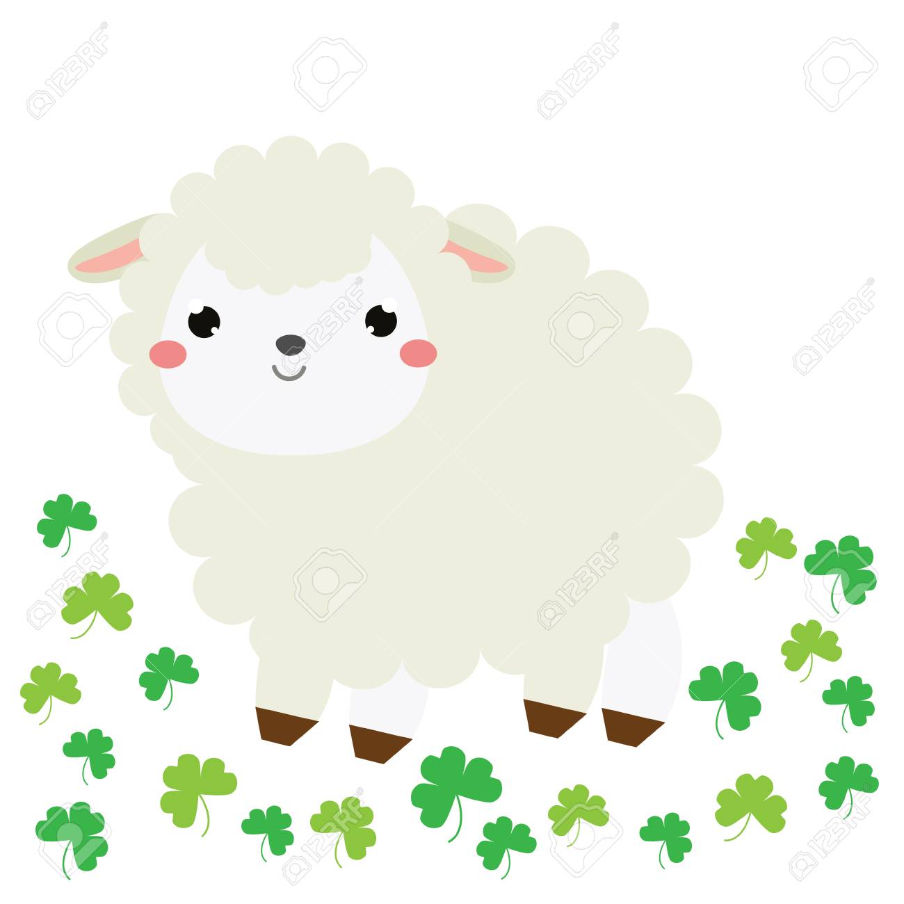 Moutons De Dessin Anime Mignon Agneau Personnage Animal De Ferme Pour La Conception De Bebes Et D Enfants Impressions Clip Art Libres De Droits Vecteurs Et Illustration Image