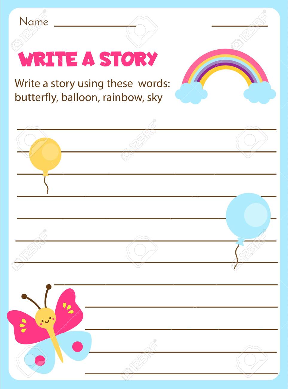 Writing Prompt For Kids Blank. Educational Children Page. Develop Fantasy And Writing Stories Skills. Printable Sheet For Teachers Royalty Free SVG, Cliparts, Vectors, and Stock Illustration. Image 122278938. writing-prompt-for-kids-blank-educational-children-page-develop-fantasy-and-writing-stories-skills-printable-sheet-for-teachers-royalty-free-svg-cliparts-vectors-and-stock-illustration-image-122278938