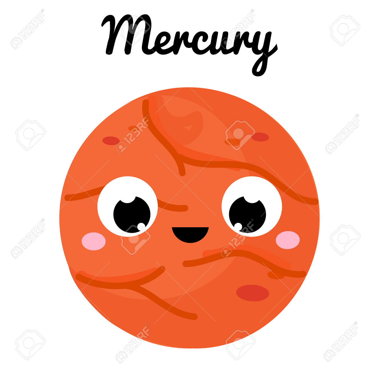 Cute Planet. Cartoon Mercury. Vector Space Clip Art For Kids And Children.  Royalty Free SVG, Cliparts, Vectors, and Stock Illustration. Image  192734307., image size:1300x1300