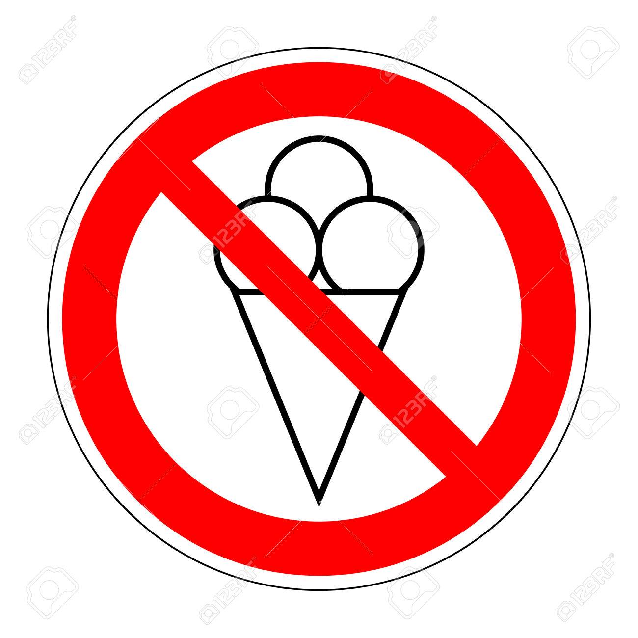 アイスクリームの記号はありません ないアイスクリーム アイスクリームを停止します 赤アイス クリームのための印を禁止します 冷たい乳製品繊細さを禁止 します お菓子を食べるを禁止します アイスクリームがなくても赤のアイコン 食の兆候はないです ベクトル図