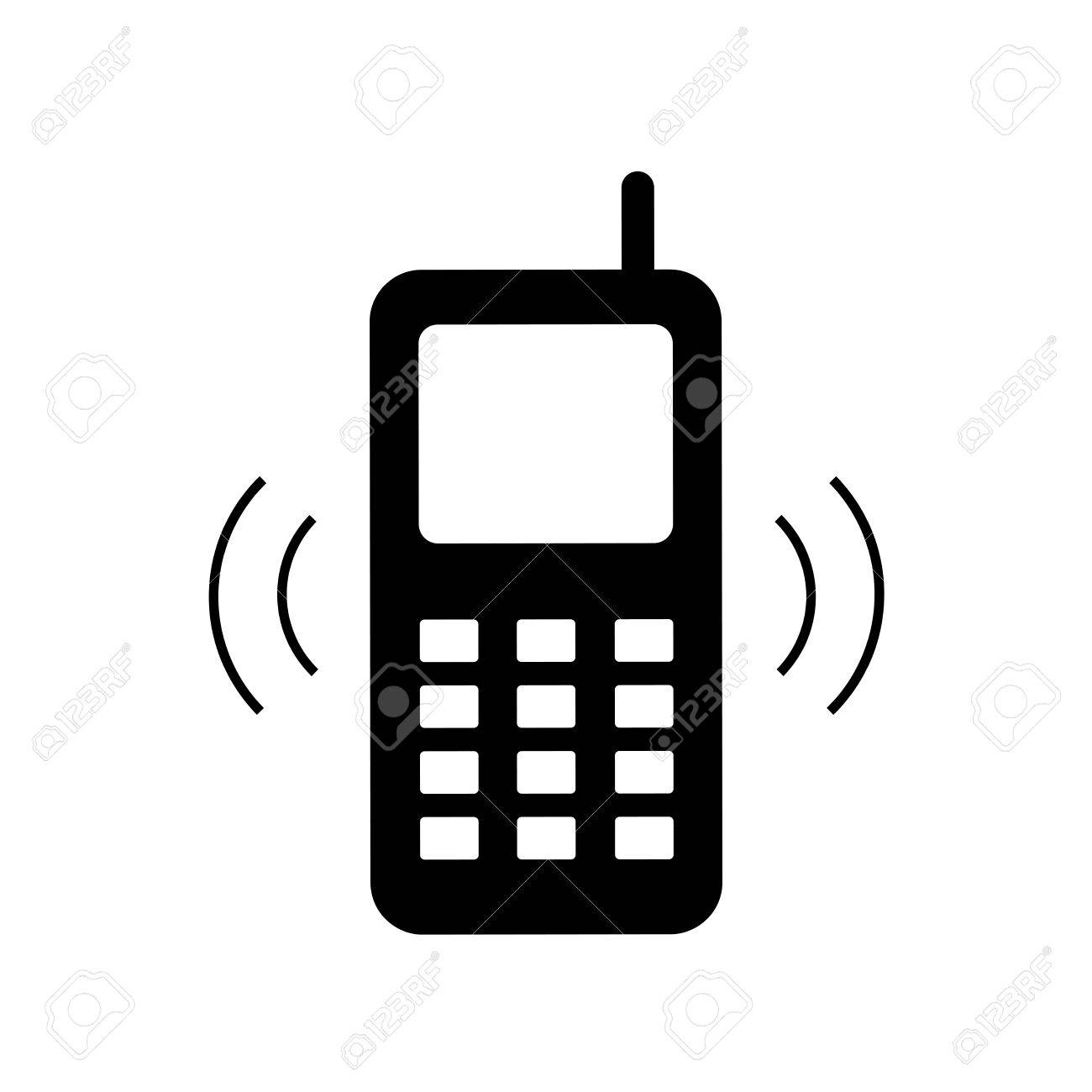 Phone Sign. Telephone Icon Great For Any Use. Cell Phone Image. Flat Design  Style. Monochrome Icon Isolated On White Background. Stock Vector  Illustration Royalty Free SVG, Cliparts, Vectors, and Stock Illustration.  Image, image size:1300x1300