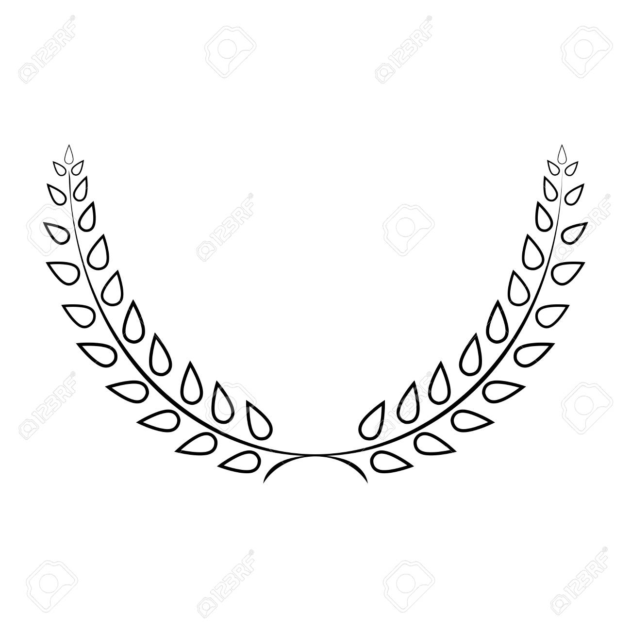 記号は月桂樹花輪モノです 白い背景で隔離のモノクロ アイコン フラットなデザイン スタイル 成功 栄光のエンブレム リーダー 勝利 勝利のシンボルです 株式ベクトル図 のイラスト素材 ベクタ Image