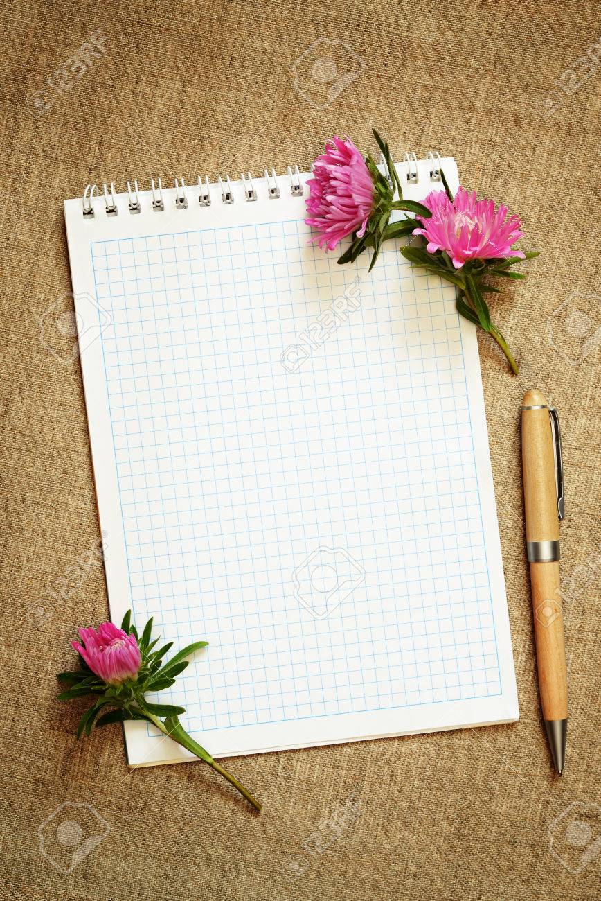 Aster Flower Buds And A Notepad On Canvas Background Stock Photo Picture And Royalty Free Image Image 22307288