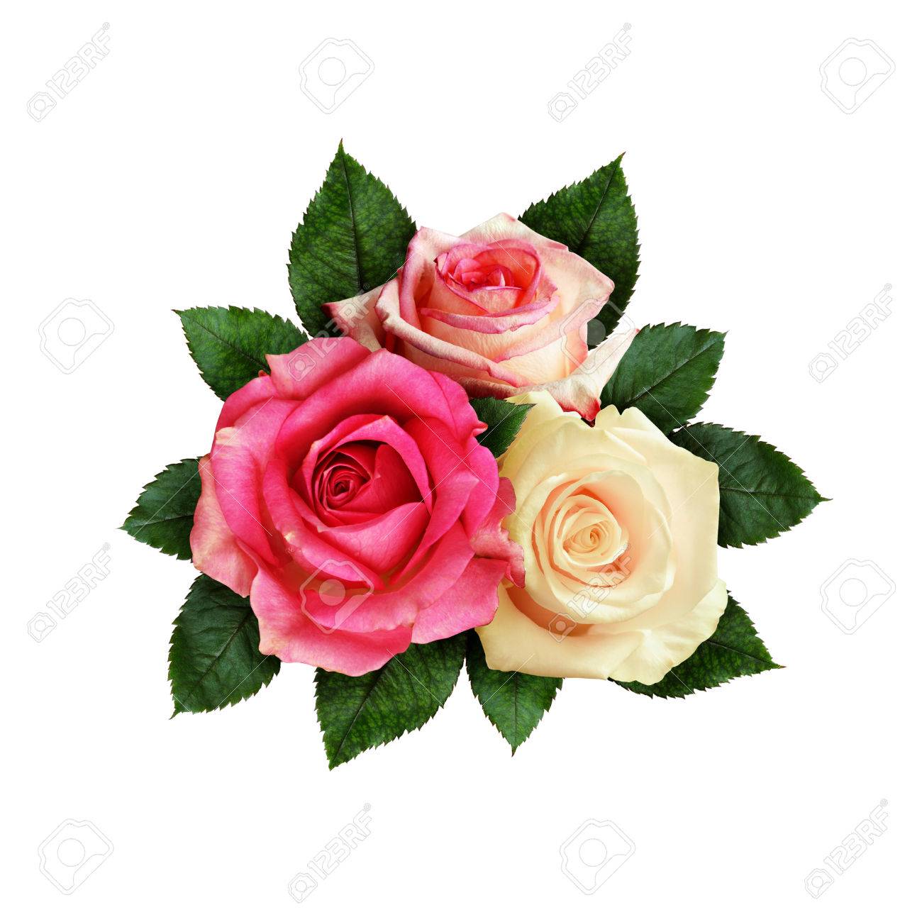 Bouquet De Fleurs Rose Et Blanc Isolé Sur Blanc