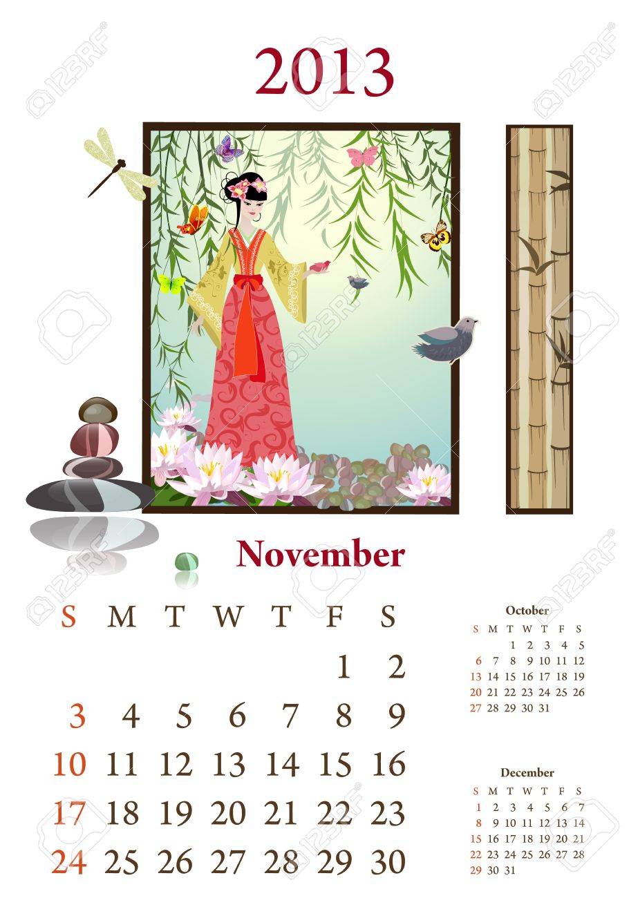 vintage chinese style calendar for 2013 november royalty free november chinese calendar