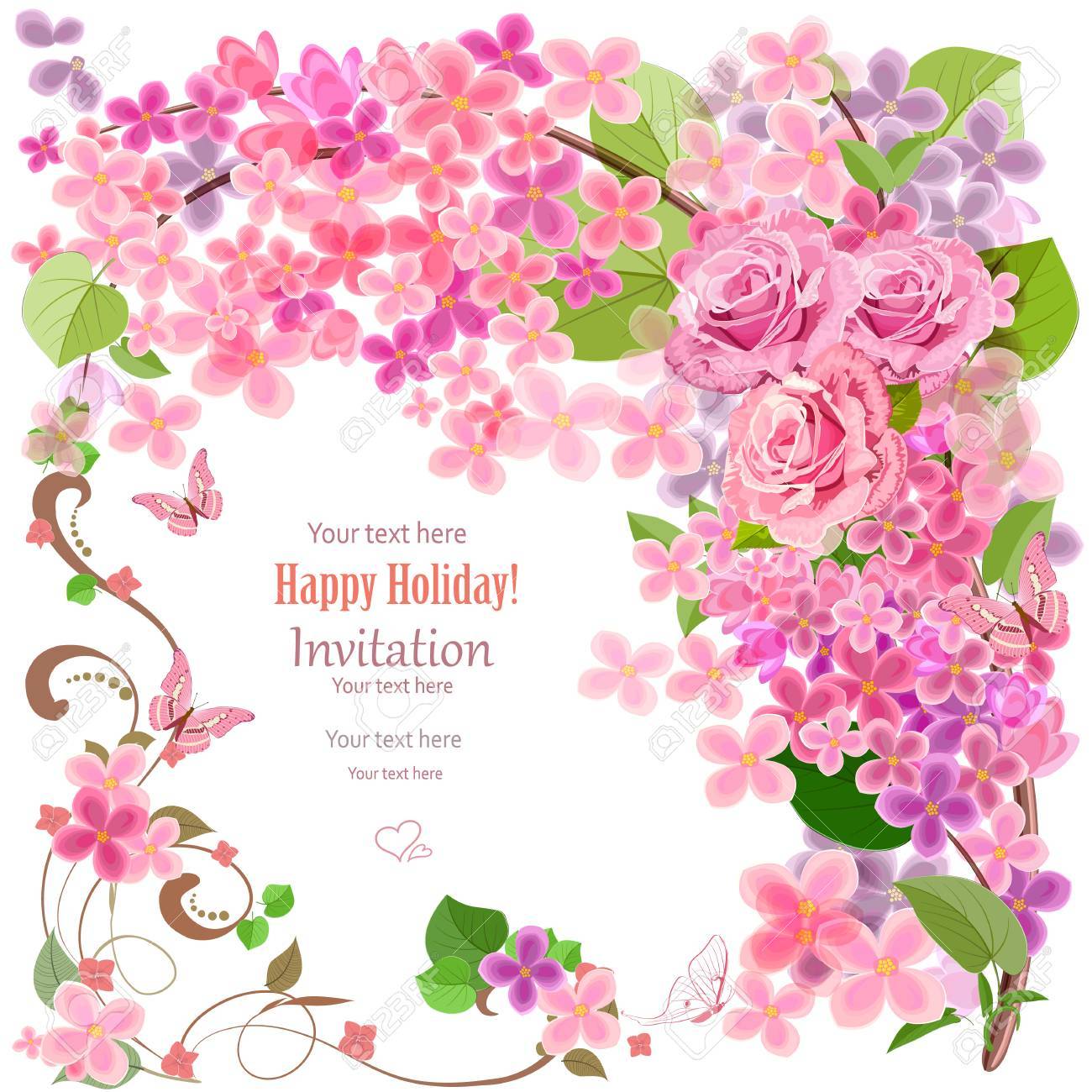 Día de San Valentín Tarjetas de saludo tarjeta de flores de color rosa mariposa tarjeta 6T estereoscópico