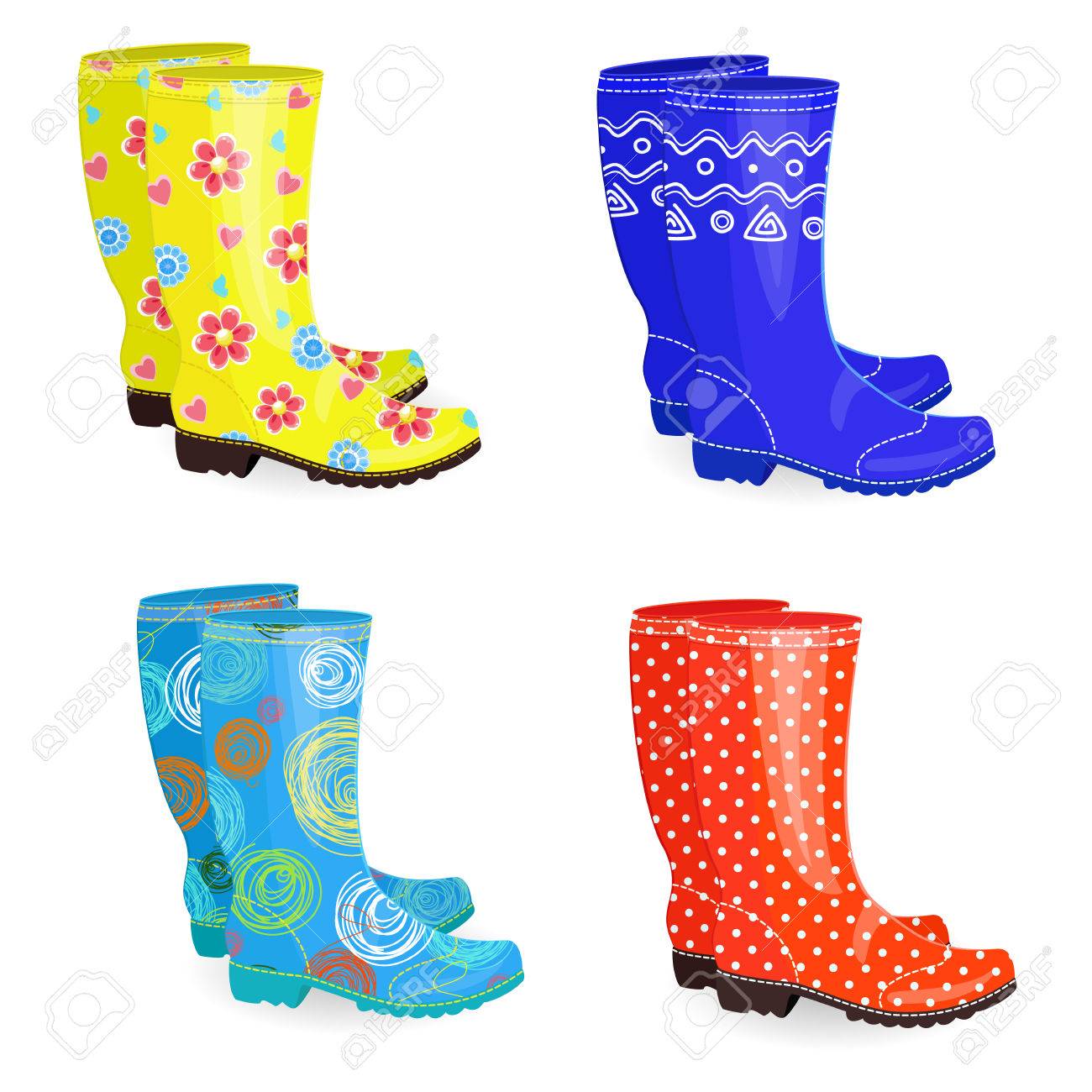 colorful rubber boots
