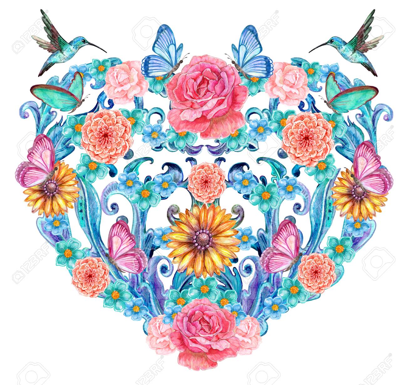vintage baroque floral vignette