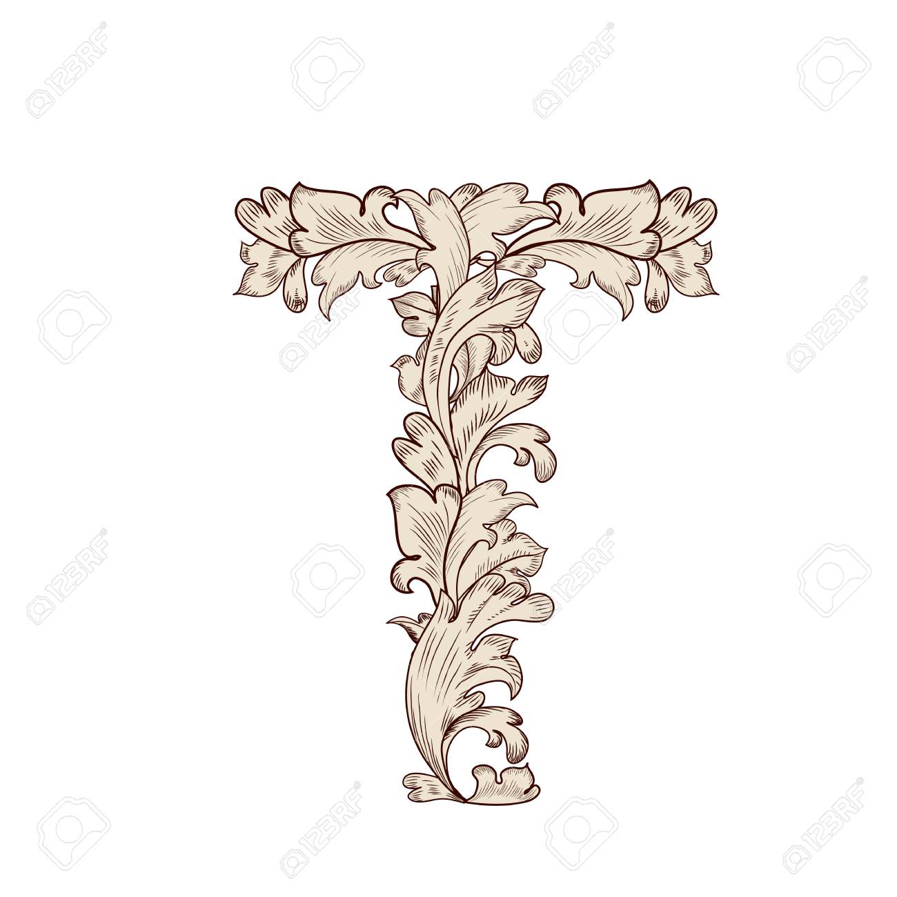 Fancy Foliage Uppercase Letter T Royalty Free Cliparts Vectors And Stock Illustration Image