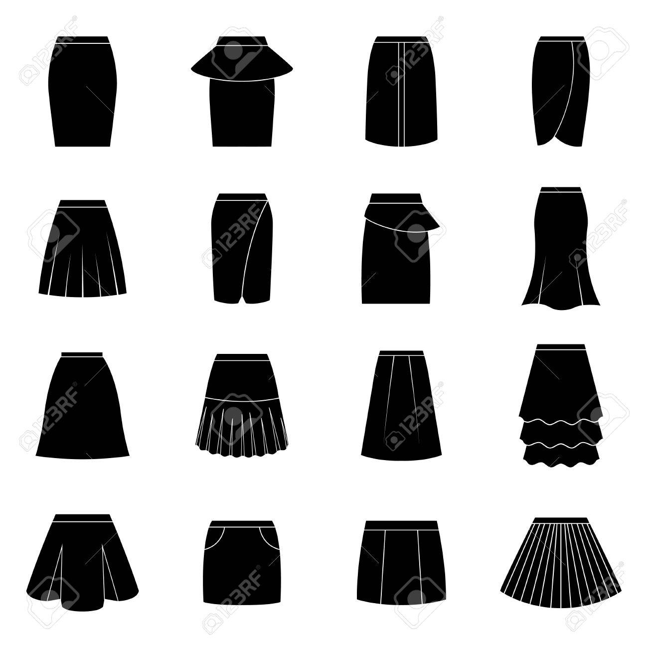 黒いスカートの図のセットのイラスト素材 ベクタ Image