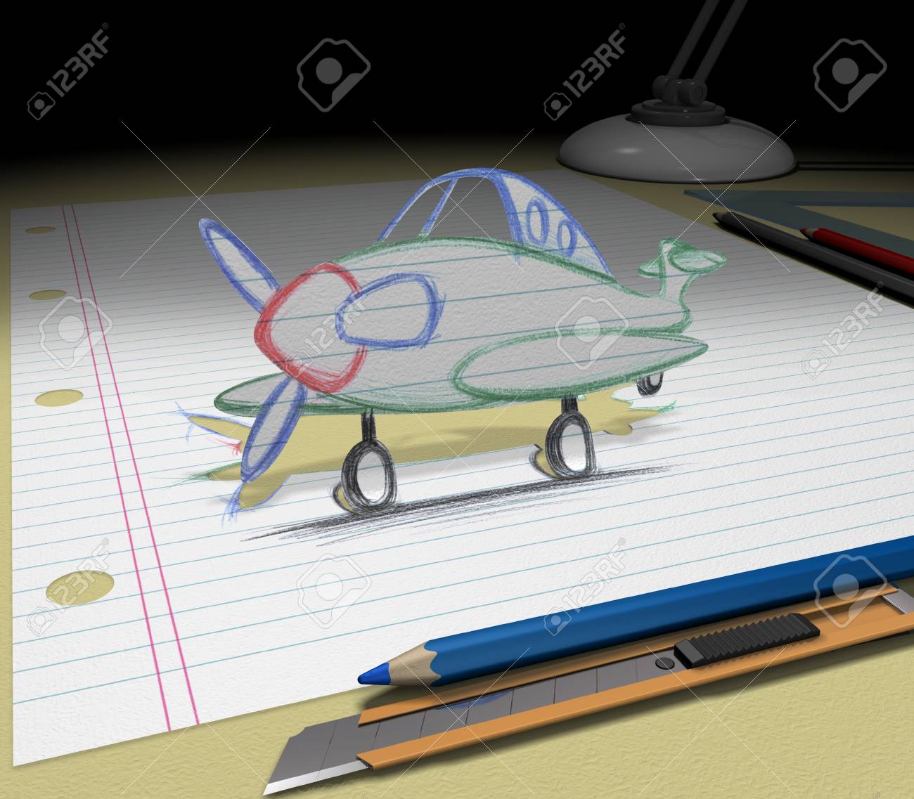 En Su Sueño Se Compra Un Avión O Hace Un Viaje A Otro País Sketch Sus Ideas Y Planes