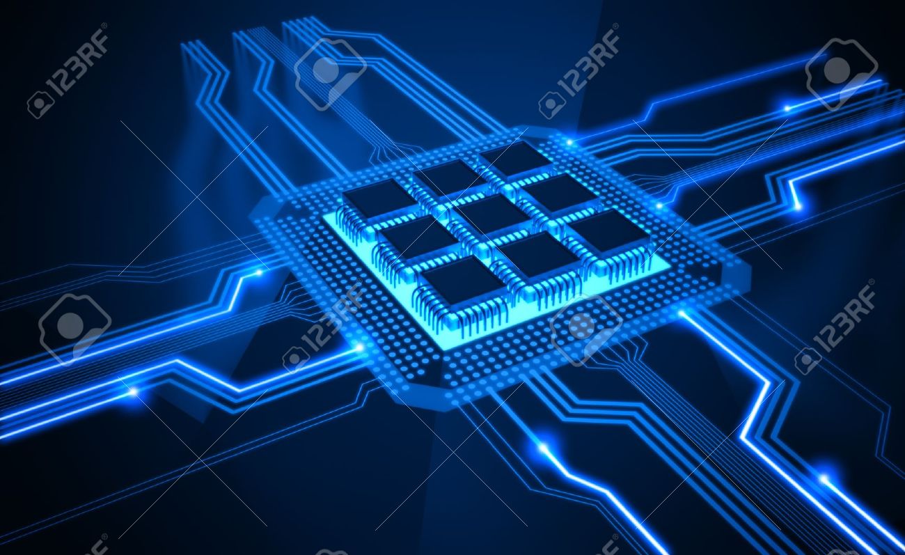 Central Processing Unit. A processor (microchip) interconnected receiving and sending information. Concept of technology and future. - 10529426 Central Processing Unit. A processor (microchip) interconnected receiving and sending information. Concept of technology and future. - 10529426