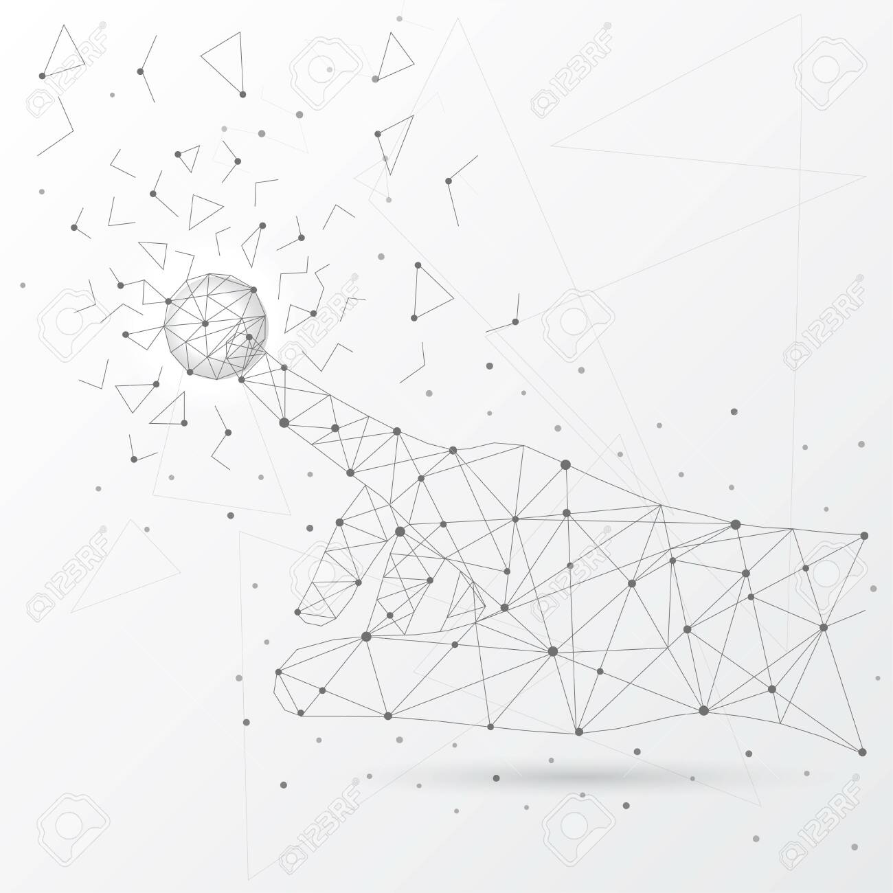 Hand touching global network connection and data from lines, triangles and particle low poly style. - 144473475 Hand touching global network connection and data from lines, triangles and particle low poly style. - 144473475
