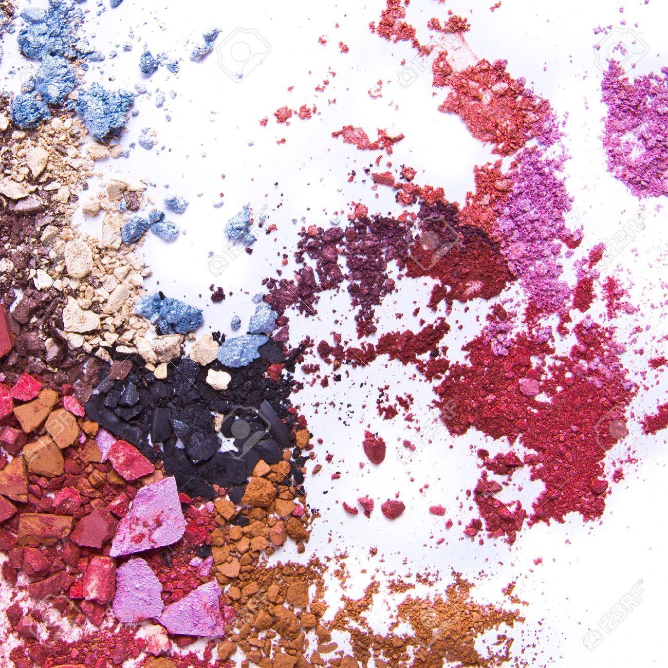 crushed eyeshadow on white background stock photo picture and