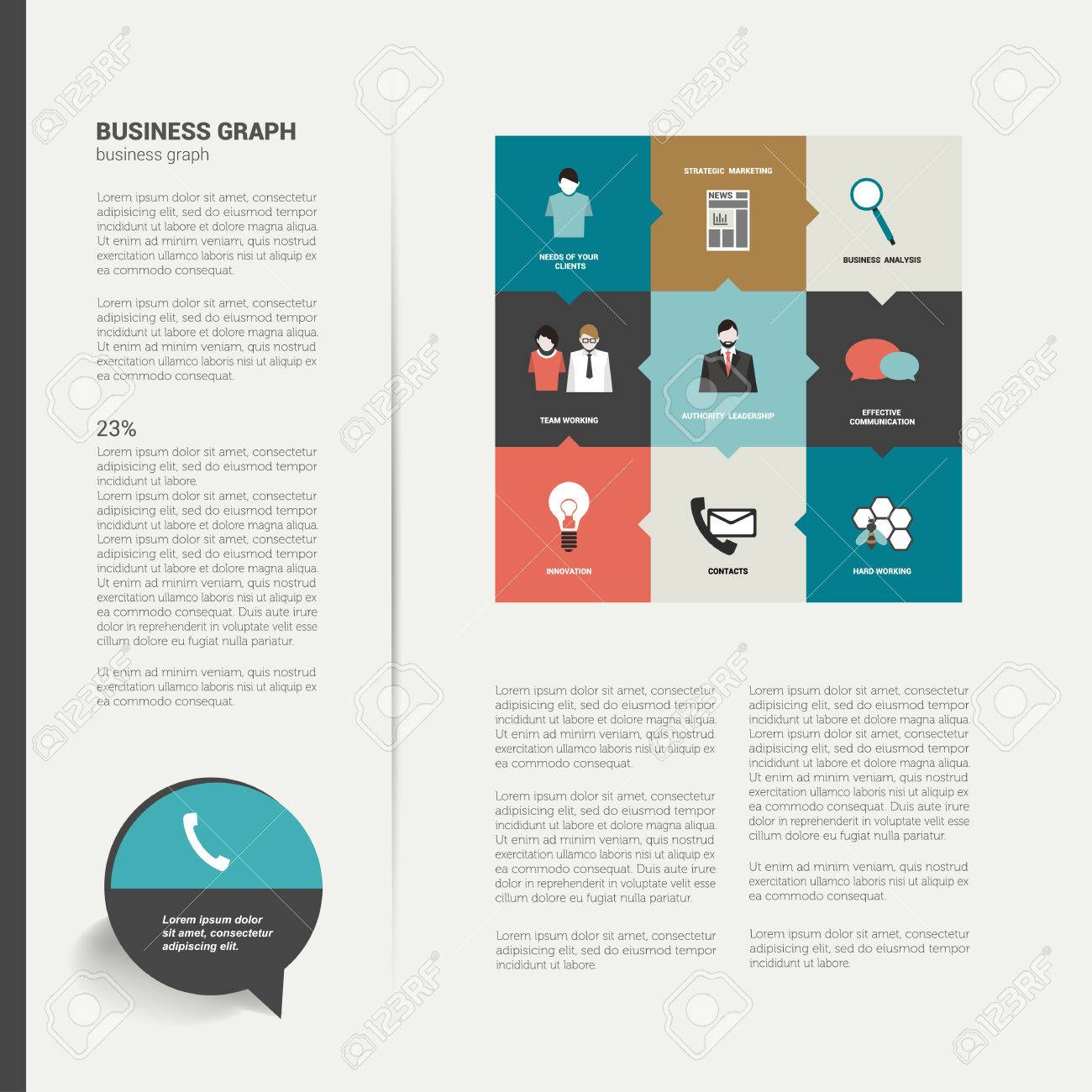 modern flat page layout with text and chart diagram royalty free modern page layout
