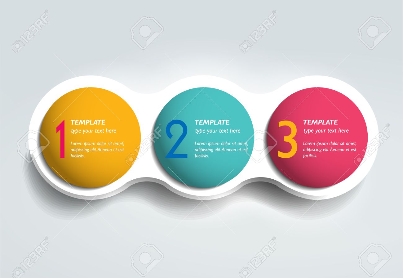 3 steps elements bubble chart scheme diagram infographic template stock vector