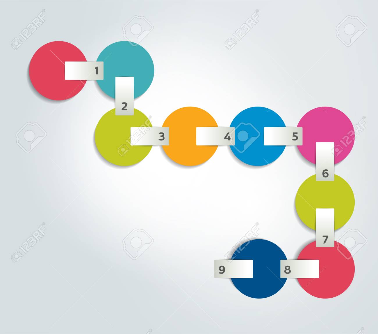 Infografía Paso Por Paso Plantilla. Tutorial Vector. Conectado Círculos De Color. Ilustraciones Vectoriales, Clip Art Vectorizado Libre De Derechos. Image 50196792.