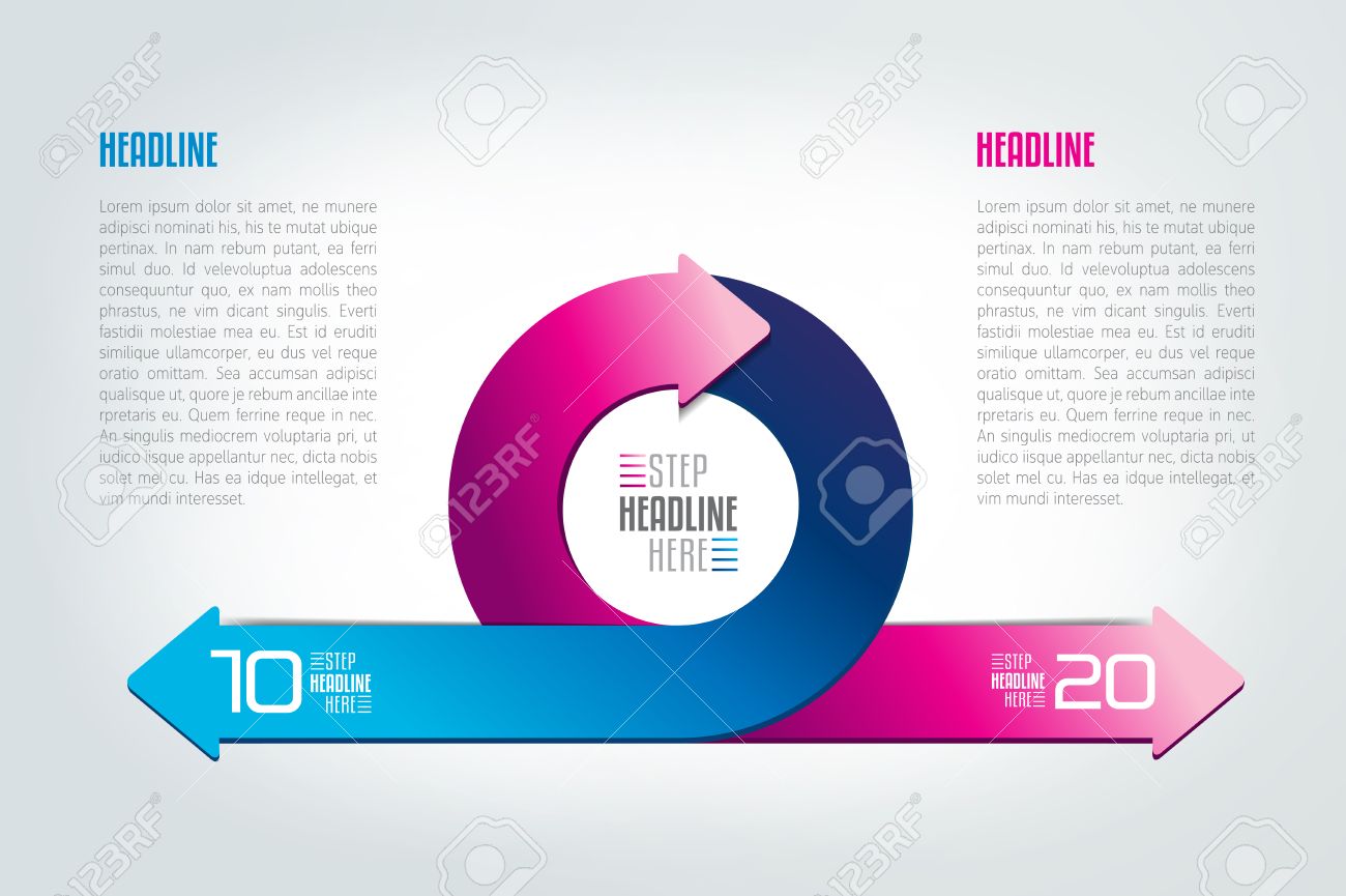 circle round divided in two arrows infographic template scheme arrows infographic