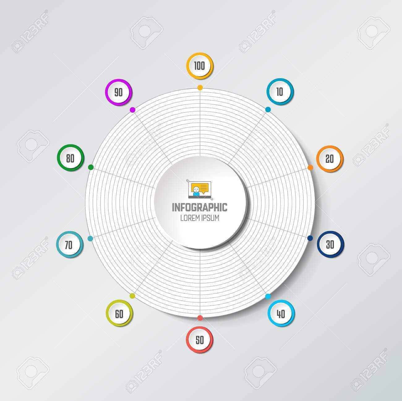 サークル レーダー、スパイダー ネット チャート、グラフ。インフォ グラフィックの要素。のイラスト素材・ベクター Image 84855324