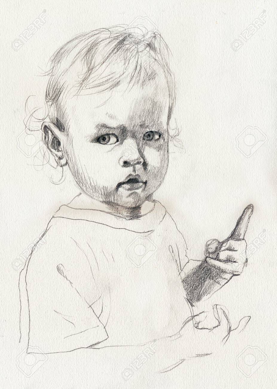 Baby Face Pencil Technique Drawing Stock Photo Picture And Royalty Free Image Image
