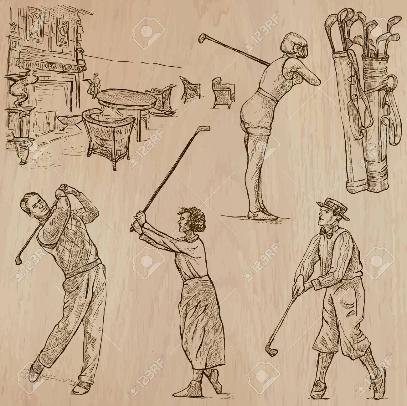VINTAGE and retro GOLF, Golfers and Golf Equipment. Collection..