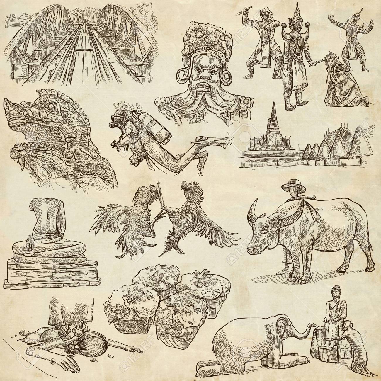 旅行シリーズ タイ王国 生命の写真 手描きイラスト集です 説明 フルサイズの手描きイラストのフリーハンド スケッチ 用紙の背景上に描画します の写真素材 画像素材 Image 旅行シリーズ タイ王国 生命の写真 手描きイラスト集です 説明 フルサイズの手描きイラストのフリーハンド スケッチ 用紙の背景上に描画します の写真素材 画像素材 Image