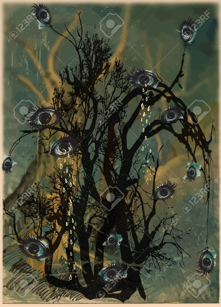 an hand drawn halloween vector magical and mystical illustration halloween bush forest