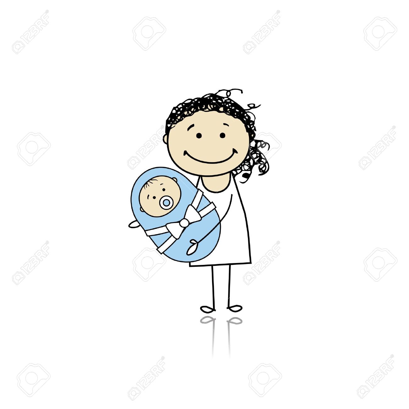 Feliz Madre Sonriente Con Bebe Recien Nacido Ilustraciones Vectoriales Clip Art Vectorizado Libre De Derechos Image