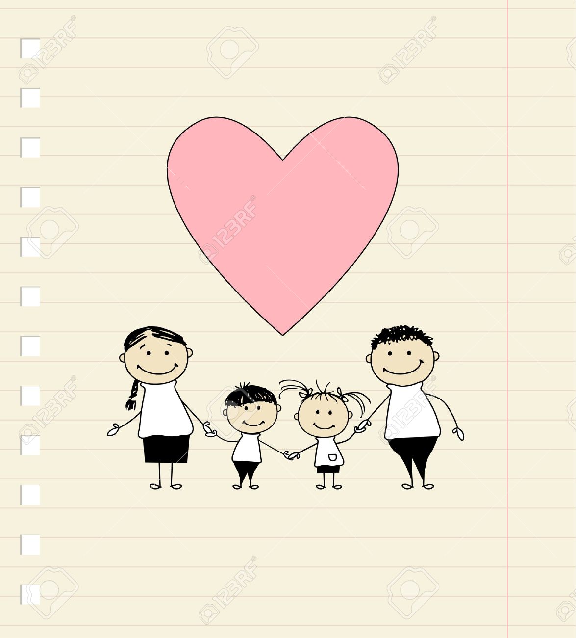 Gluckliche Familie Mit Liebe Zeichnen Zeichnung Lizenzfrei Nutzbare Vektorgrafiken Clip Arts Illustrationen Image 9128539