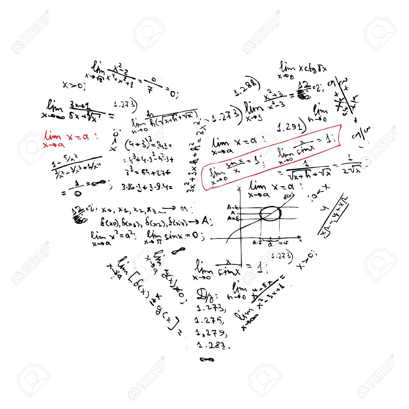 heart shape with math formulas for your design royalty free cliparts