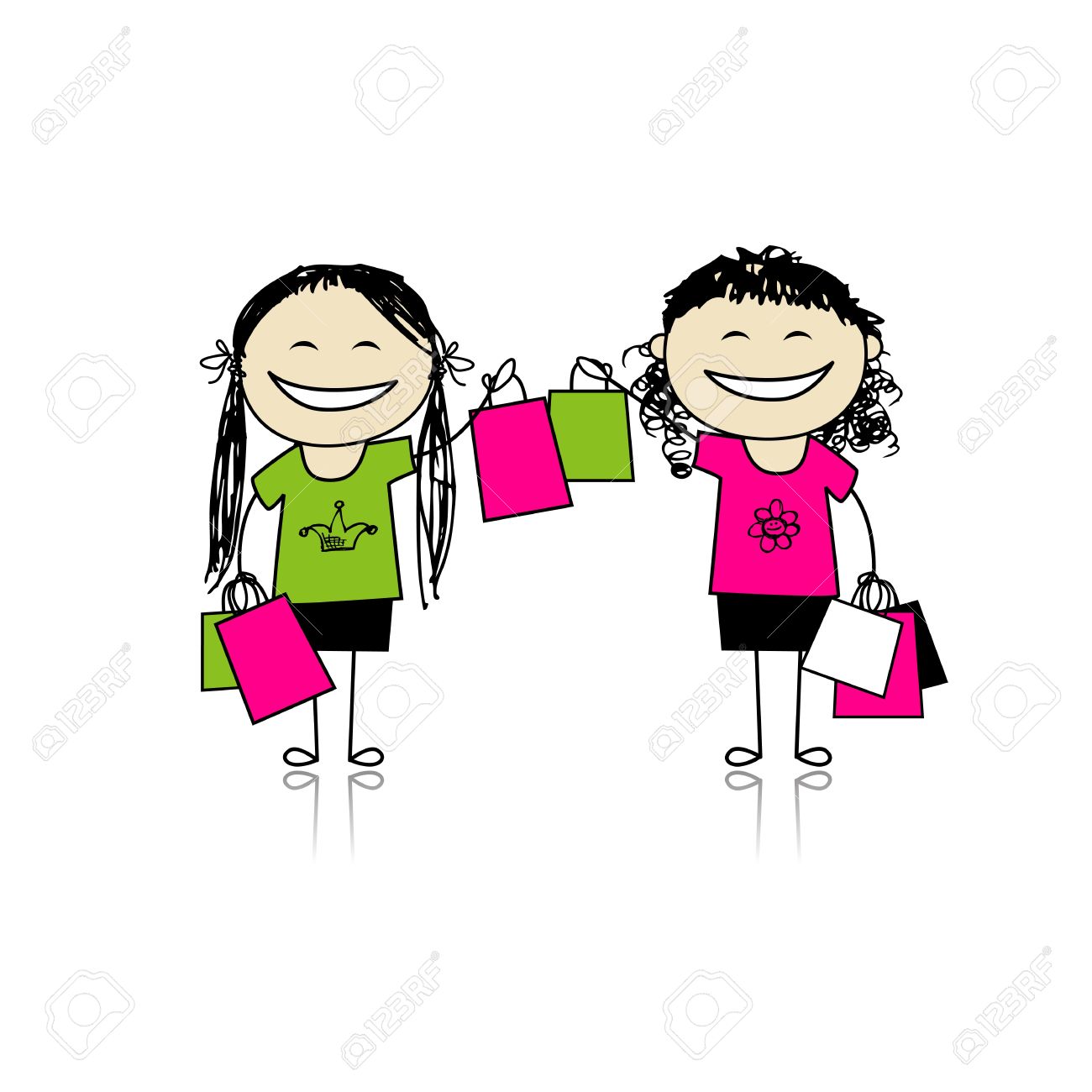 友達と買い物に あなたのデザインのバッグを持つ女の子のイラスト素材 ベクタ Image 友達と買い物に あなたのデザインのバッグを持つ女の子のイラスト素材 ベクタ Image