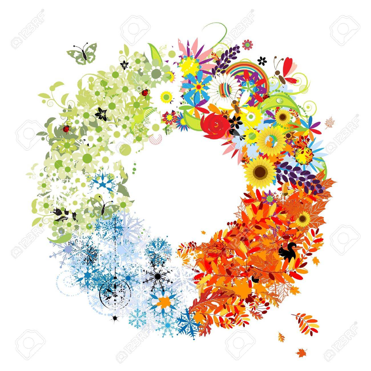 スケッチ画（春夏秋冬）四季