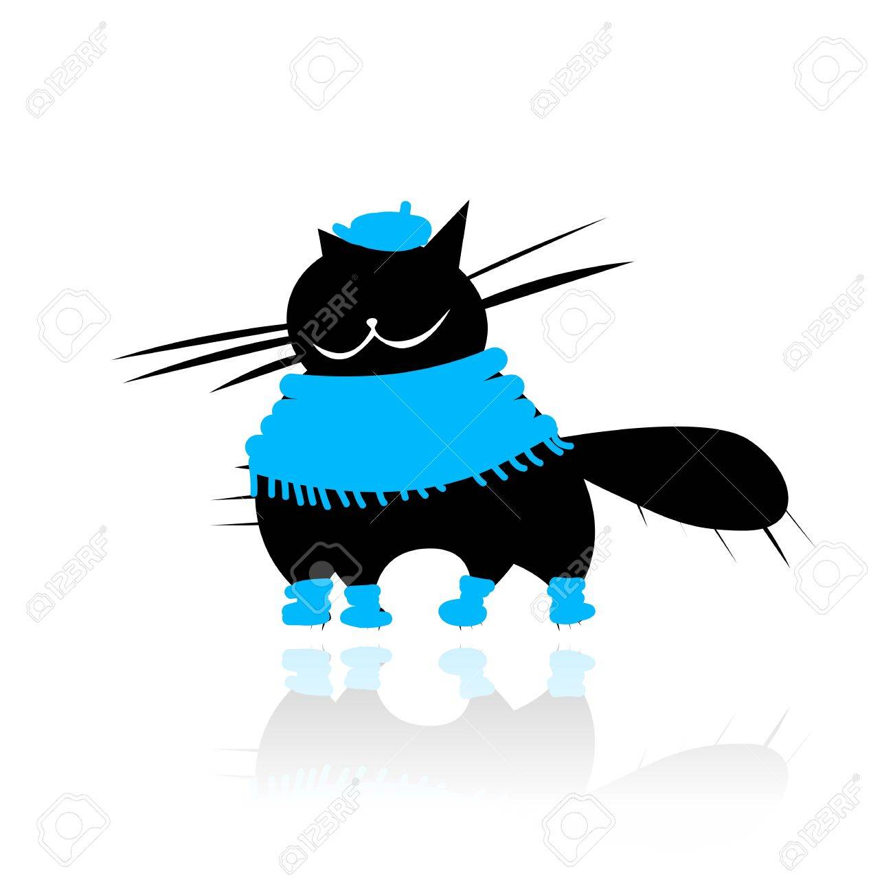 あなたのデザインのファッションの服に面白い黒い猫 のイラスト素材 ベクタ Image