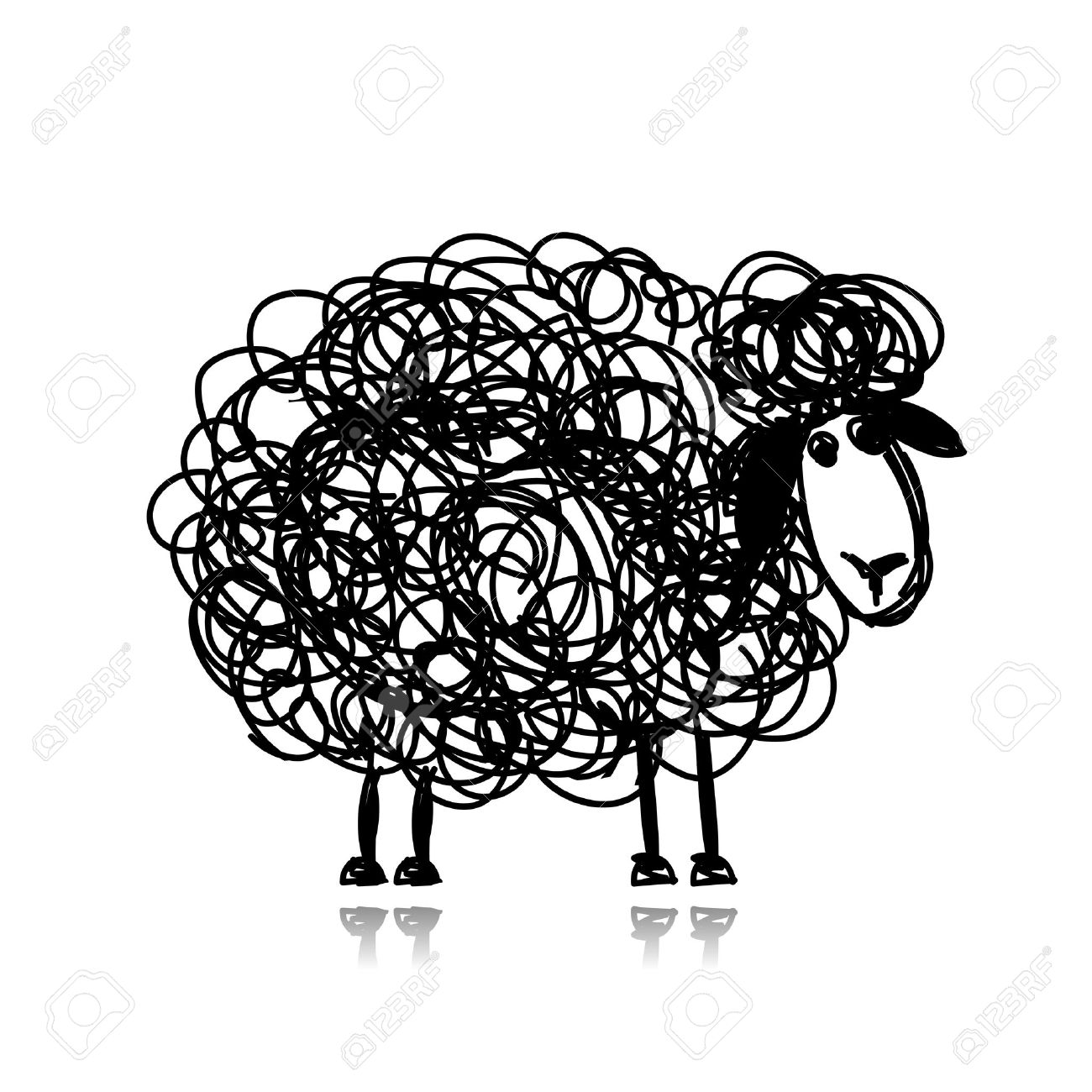 面白い羊は黒 あなたのデザインのためのスケッチ のイラスト素材 ベクタ Image