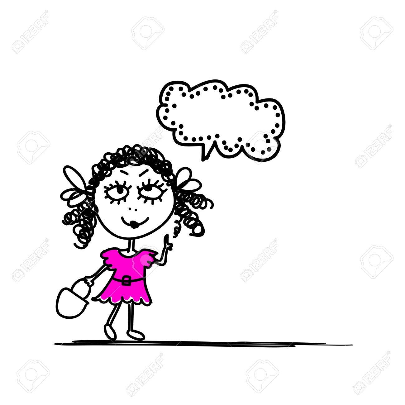 あなたのデザインのための面白い女の子スケッチのイラスト素材 ベクタ Image あなたのデザインのための面白い女の子スケッチのイラスト素材 ベクタ Image