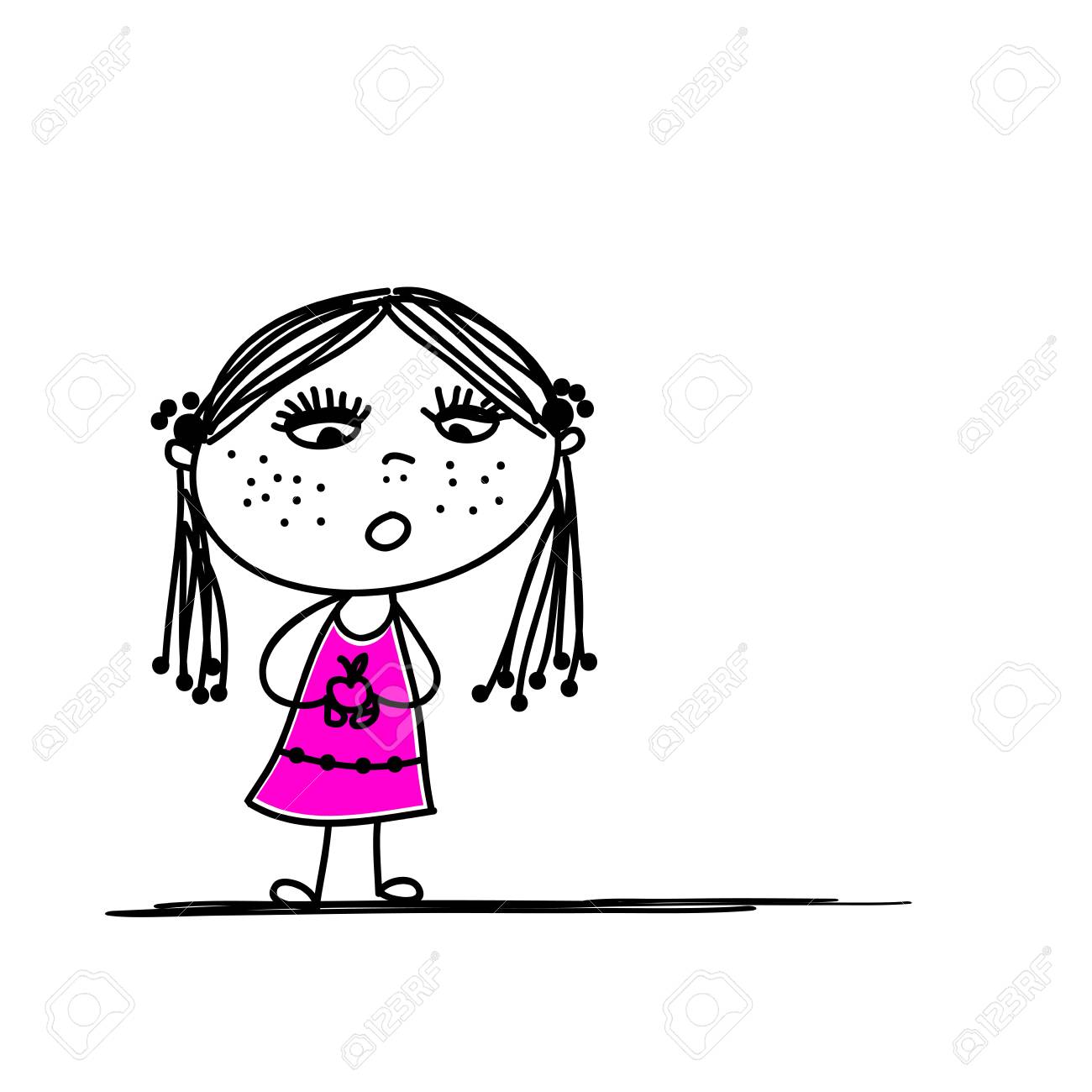 あなたのデザインのための面白い女の子スケッチ のイラスト素材 ベクタ Image