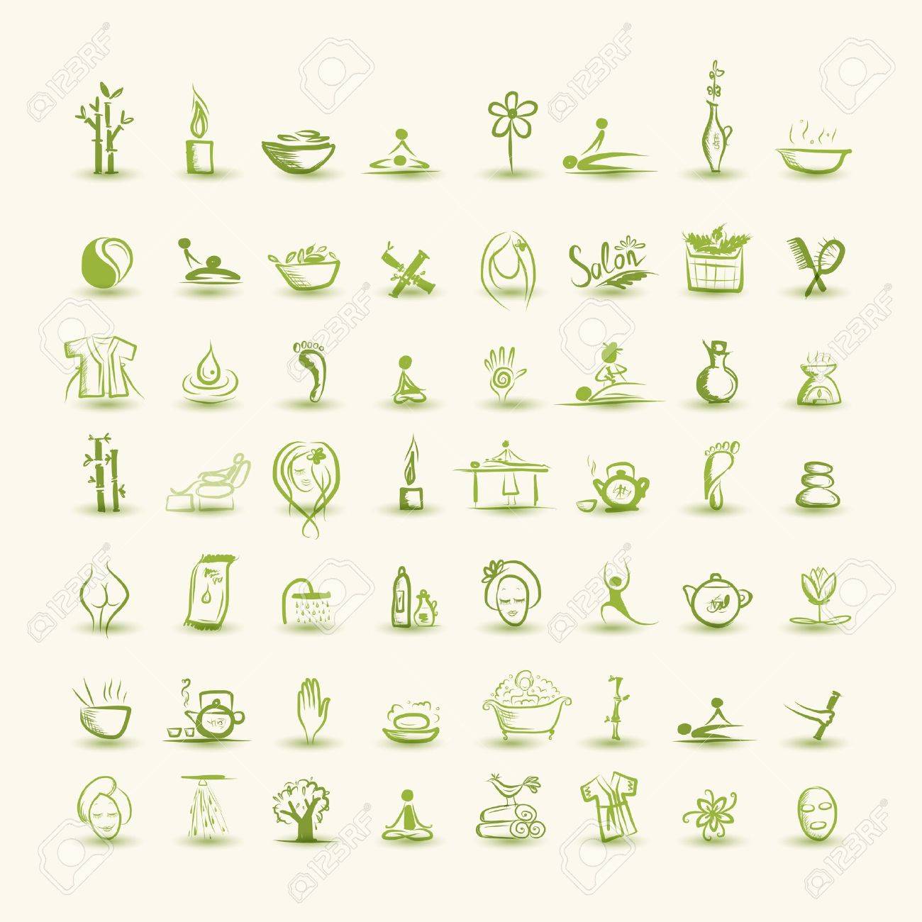 マッサージとスパ あなたのデザインのアイコンの設定のイラスト素材 ベクタ Image